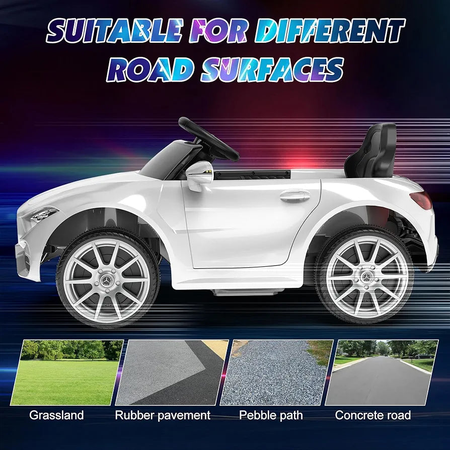 12V Kids Ride On Car with 2.4G Remote Control,Battery Powered Electric Car Ride On Vehicle Double Doors, 5 Point Safety Belt,LED Light