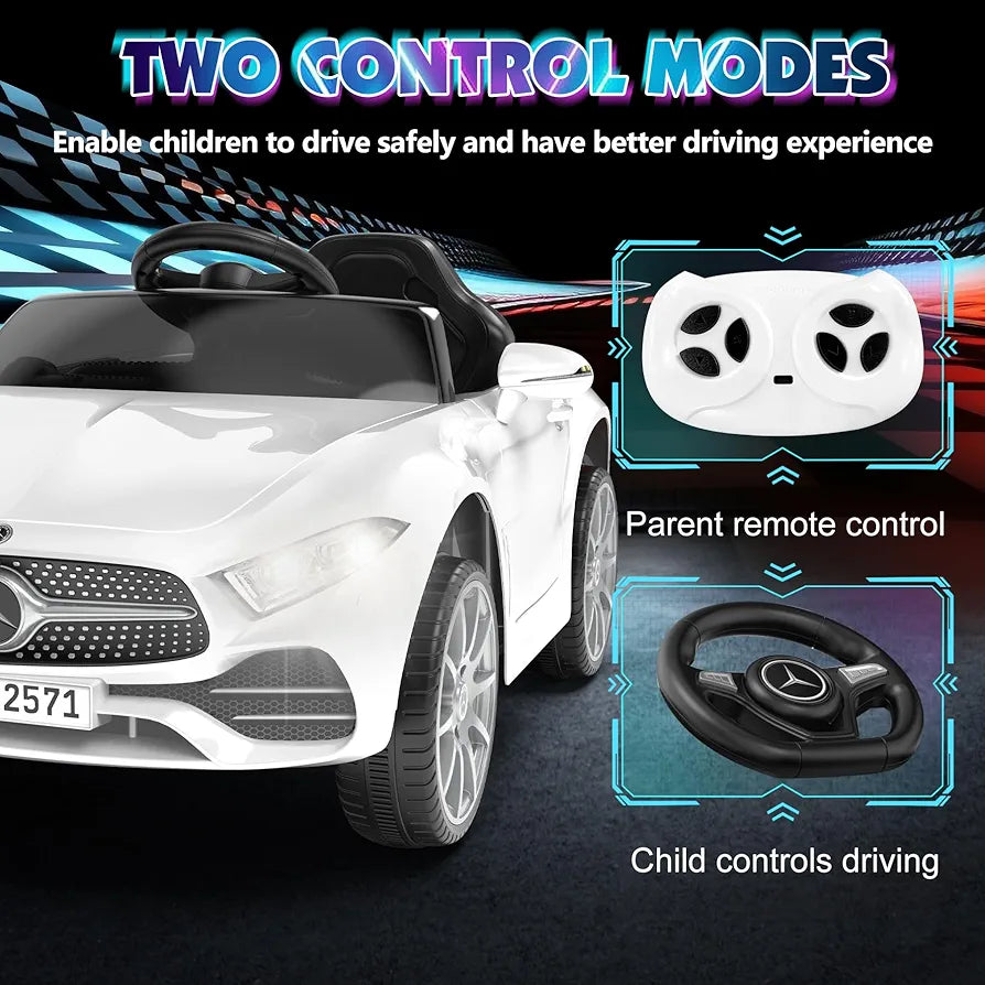 12V Kids Ride On Car with 2.4G Remote Control,Battery Powered Electric Car Ride On Vehicle Double Doors, 5 Point Safety Belt,LED Light
