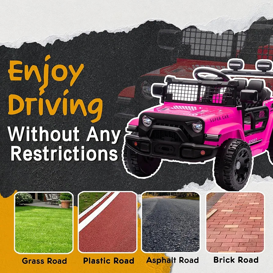 24V Ride On Jeep Car, Toddler Ride On Toys w/Parents Remote Control, 200W Power Motor Electric Car for Kids 2-4 with 4-Wheel Suspension, Bluetooth, Music, 1.86-3.11MPH Adjustable Speed, Pink