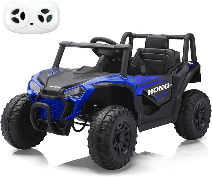 12V Electric UTV Car with Remote Control, Ride on Vehicles with Spring Suspension, LED Headlights, Ride on 4 Wheels, Music, Horn for Toddlers Kids