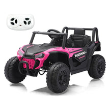 12V Electric UTV Car with Remote Control, Ride on Vehicles with Spring Suspension, LED Headlights, Ride on 4 Wheels, Music, Horn for Toddlers Kids, Pink