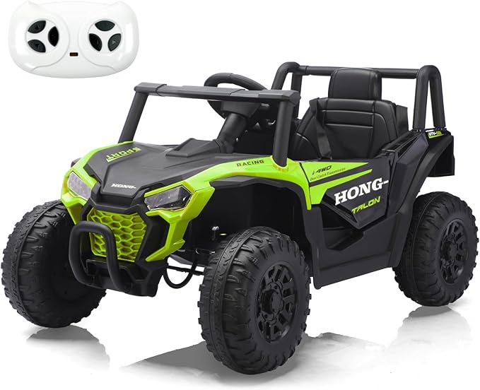 12V Electric UTV Car with Remote Control, Ride on Vehicles with Spring Suspension, LED Headlights, Ride on 4 Wheels, Music, Horn for Toddlers Kids