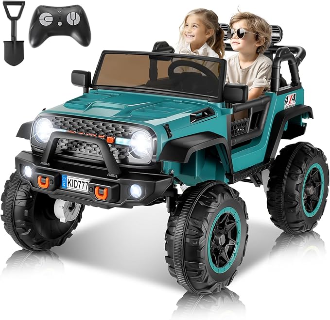 24V Ride On Car with Remote Control, 2WD/4WD Switchable 2 Seater XL Electric Car for Kids w/20 Inch Wide Seat, 4X100W Power Toys Wheels 24v Vehicles for Girls w/Music
