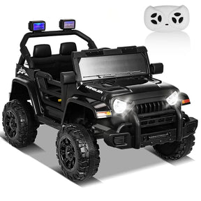 XVD 12V Kids Electric Ride on Car with Remote Control, Electric Off-Road Vehicle for Kids, Battery Powered Wheels Truck Car, with Double Open Doors, LED Lights, MP3 Player, for Boys&Girls, Black