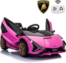 Electric Ride On Car Toy for Kids to Drive, 12V Battery Powered Licensed Lamborghini SIAN with Parent Remote Control for Toddlers 3-6 Years w/Functions Spring Suspension/Horn/LED