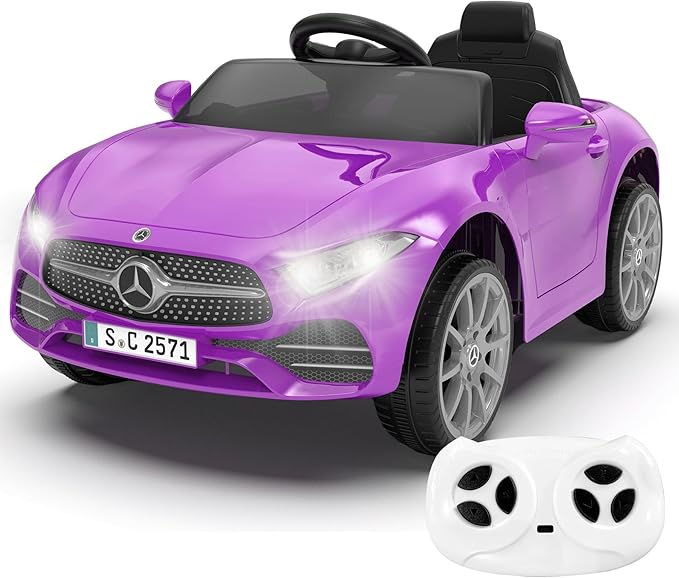 12V Kids Ride On Car with 2.4G Remote Control,Battery Powered Electric Car Ride On Vehicle Double Doors, 5 Point Safety Belt,LED Light