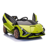 TOBBI Electric Ride On Car Toy for Kids to Drive, 12V Battery Powered Licensed Lamborghini SIAN with Parent Remote Control for Toddlers 3-6 Years w/Functions Spring Suspension/Horn/LED Lights-Green