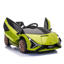 TOBBI Electric Ride On Car Toy for Kids to Drive, 12V Battery Powered Licensed Lamborghini SIAN with Parent Remote Control for Toddlers 3-6 Years w/Functions Spring Suspension/Horn/LED Lights-Green