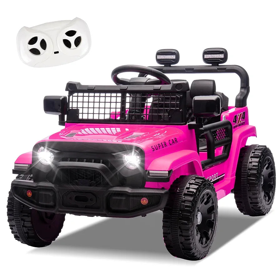 24V Ride On Jeep Car, Toddler Ride On Toys w/Parents Remote Control, 200W Power Motor Electric Car for Kids 2-4 with 4-Wheel Suspension, Bluetooth, Music, 1.86-3.11MPH Adjustable Speed, Pink