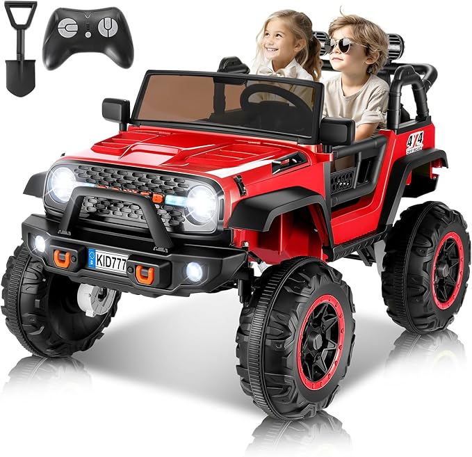 24V Ride On Car with Remote Control, 2WD/4WD Switchable 2 Seater XL Electric Car for Kids w/20 Inch Wide Seat, 4X100W Power Toys Wheels 24v Vehicles for Girls w/Music