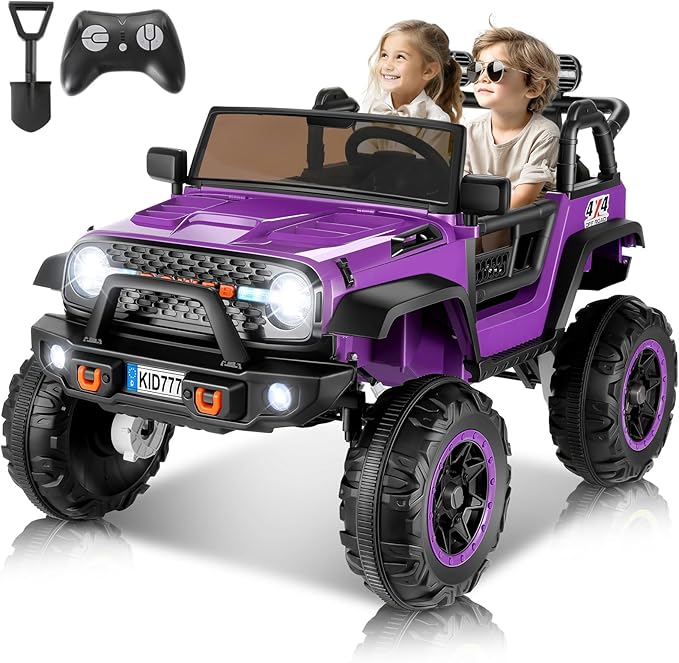 24V Ride On Car with Remote Control, 2WD/4WD Switchable 2 Seater XL Electric Car for Kids w/20 Inch Wide Seat, 4X100W Power Toys Wheels 24v Vehicles for Girls w/Music