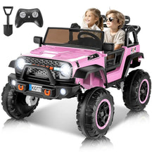 Hikole 24 Volt Ride On Car with Remote Control, 2WD/4WD Switchable 2 Seater XL Electric Car for Kids w/20 Inch Wide Seat, 4X100W Power Toys Wheels 24v Vehicles for Girls w/Music - Pink