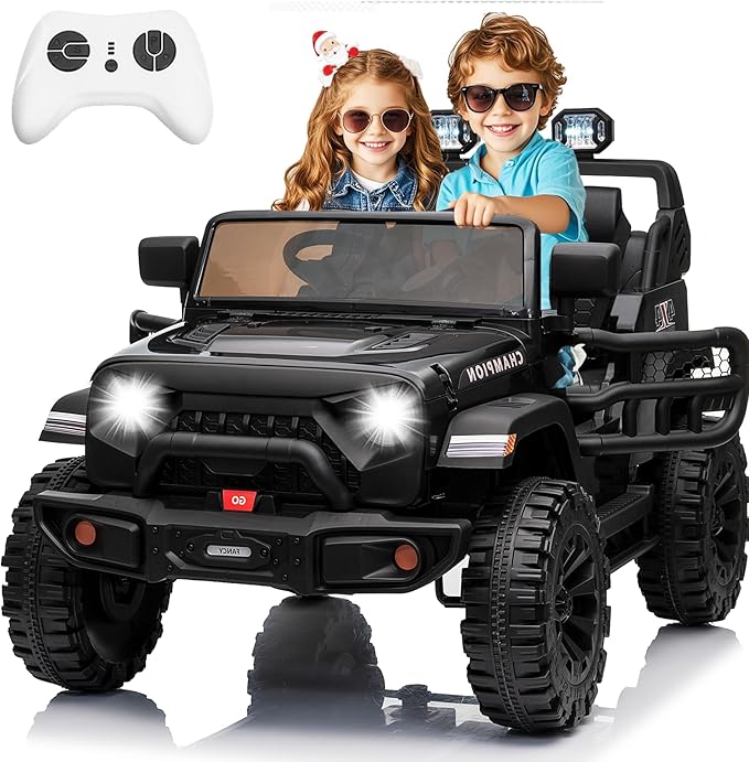 24V Kids Jeep, 2 Seater XL Ride on Truck Car w/800W Power Wheel, 4WD/2WD Switchable, Remote Control, 10AH Battery, 20'' Wide Seat, Bluetooth, LED Light, Electric Vehicle for Boy Girl,