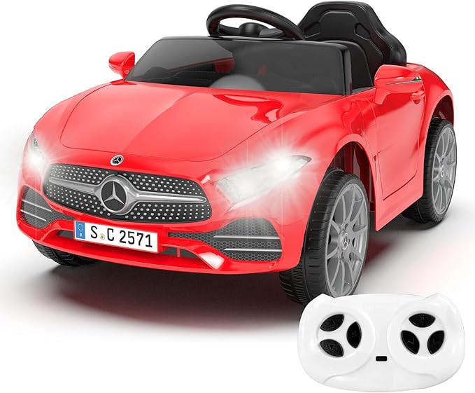 12V Kids Ride On Car with 2.4G Remote Control,Battery Powered Electric Car Ride On Vehicle Double Doors, 5 Point Safety Belt,LED Light