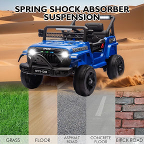 12V Ride on Electric Truck Car for Kids, 12V Kids Electric Vehicles w/Remote Control, Four-Wheel Suspension, USB, Bluetooth, Power Display, Lights, Battery Powered Ride on Toys for Boys Girls 