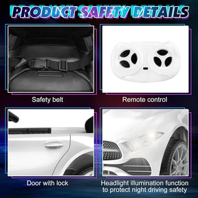 12V Kids Ride On Car with 2.4G Remote Control,Battery Powered Electric Car Ride On Vehicle Double Doors, 5 Point Safety Belt,LED Light 