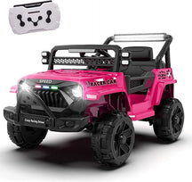 12V Ride on Electric Truck Car for Kids, 12V Kids Electric Vehicles w/Remote Control, Four-Wheel Suspension, USB, Bluetooth, Power Display, Lights, Battery Powered Ride on Toys for Boys Girls
