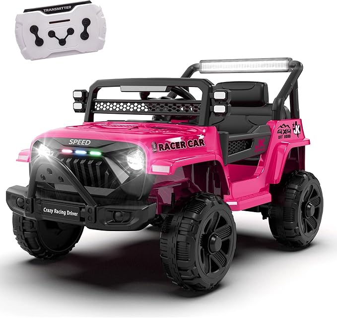 12V Ride on Electric Truck Car for Kids, 12V Kids Electric Vehicles w/Remote Control, Four-Wheel Suspension, USB, Bluetooth, Power Display, Lights, Battery Powered Ride on Toys for Boys Girls