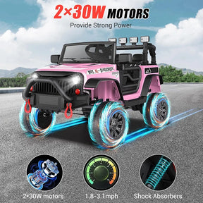 Hikole Kids Ride on Car with Remote Control, 12V Electric Truck for Kids, Battery Powered Cars w/Safety Belt, 3 Speeds, Spring Suspension