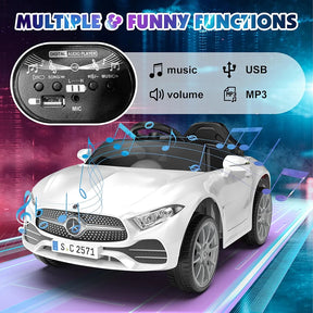 12V Kids Ride On Car with 2.4G Remote Control,Battery Powered Electric Car Ride On Vehicle Double Doors, 5 Point Safety Belt,LED Light 
