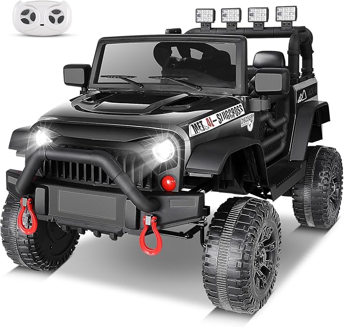 12V Kids Ride on Car with Remote Control, 12V Electric Truck for Kids, Battery Powered Cars w/Safety Belt, 3 Speeds, Spring Suspension