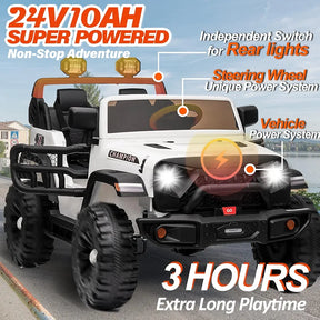 24V Kids Jeep, BLISSRIDE 2 Seater XL Ride on Truck Car w/800W Power Wheel, 4WD/2WD Switchable, Remote Control, 10AH Battery, 20'' Wide Seat, Bluetooth, LED Light, Electric Vehicle for Boy Girl,