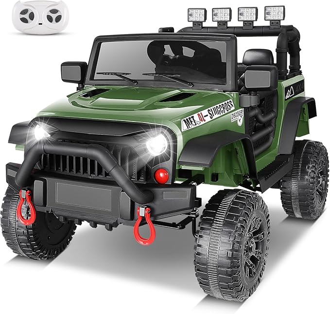 12V Kids Ride on Car with Remote Control, 12V Electric Truck for Kids, Battery Powered Cars w/Safety Belt, 3 Speeds, Spring Suspension