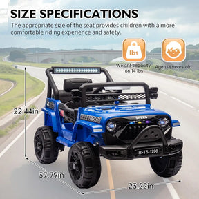 12V Ride on Electric Truck Car for Kids, 12V Kids Electric Vehicles w/Remote Control, Four-Wheel Suspension, USB, Bluetooth, Power Display, Lights, Battery Powered Ride on Toys for Boys Girls 