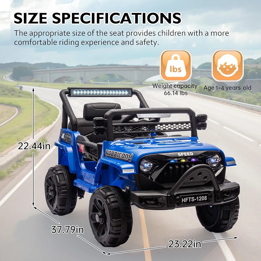 12V Ride on Electric Truck Car for Kids, 12V Kids Electric Vehicles w/Remote Control, Four-Wheel Suspension, USB, Bluetooth, Power Display, Lights, Battery Powered Ride on Toys for Boys Girls 