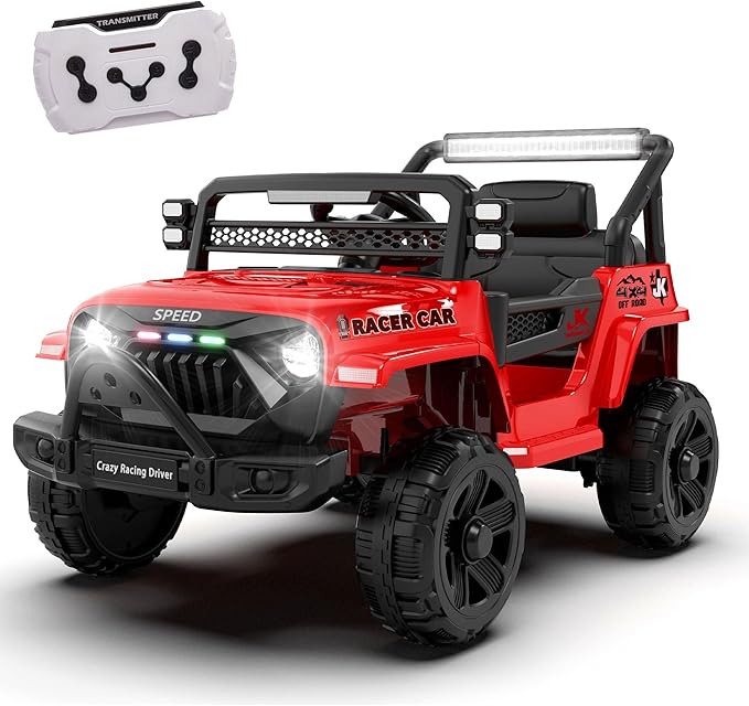 12V Ride on Electric Truck Car for Kids, 12V Kids Electric Vehicles w/Remote Control, Four-Wheel Suspension, USB, Bluetooth, Power Display, Lights, Battery Powered Ride on Toys for Boys Girls