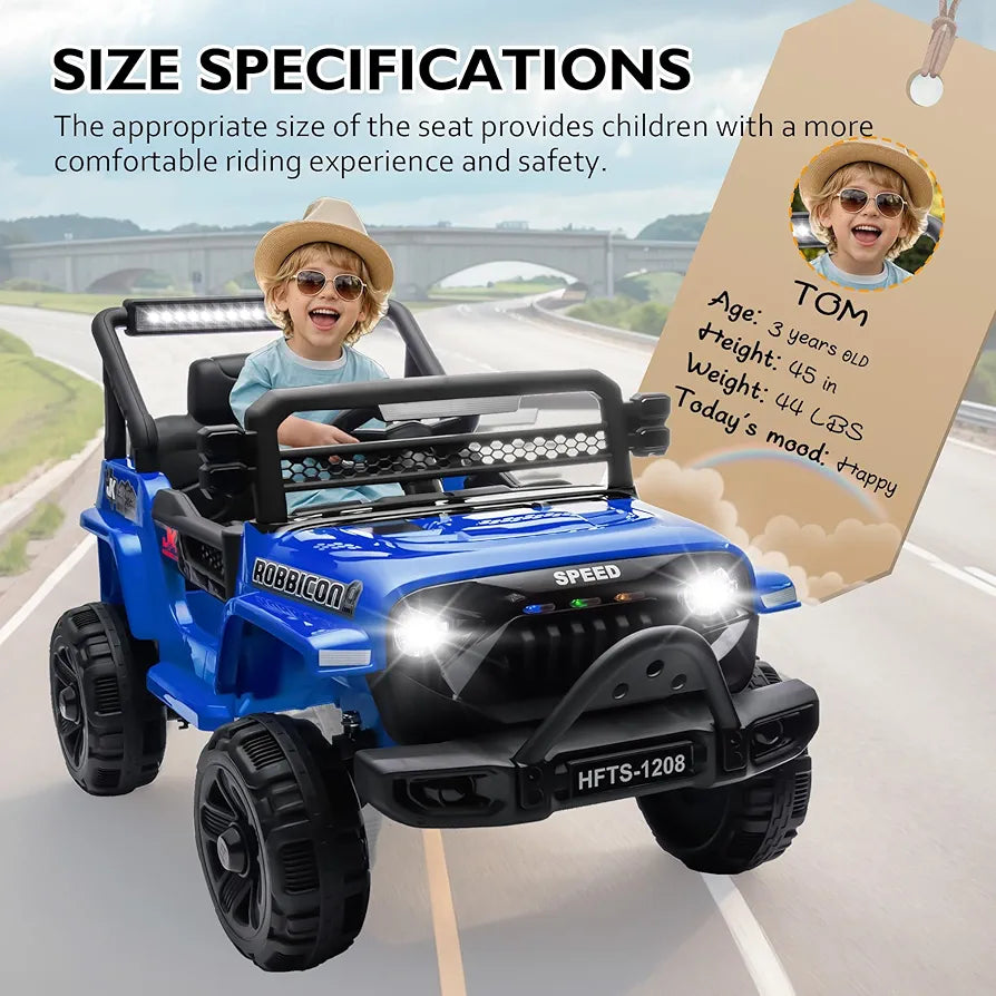 12V Ride on Electric Truck Car for Kids, 12V Kids Electric Vehicles w/Remote Control, Four-Wheel Suspension, USB, Bluetooth, Power Display, Lights, Battery Powered Ride on Toys for Boys Girls 