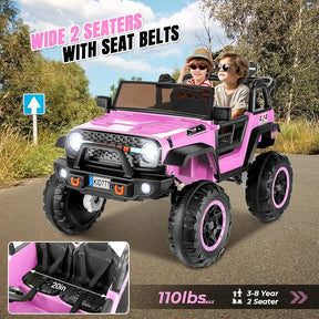 Hikole 24 Volt Ride On Car with Remote Control, 2WD/4WD Switchable 2 Seater XL Electric Car for Kids w/20 Inch Wide Seat, 4X100W Power Toys Wheels 24v Vehicles for Girls w/Music - Pink